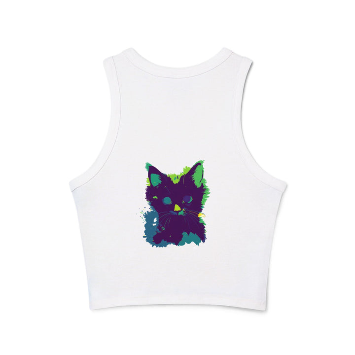 Neon Black Cat Watercolor Racerback Tank Top Tank Top - Blululi