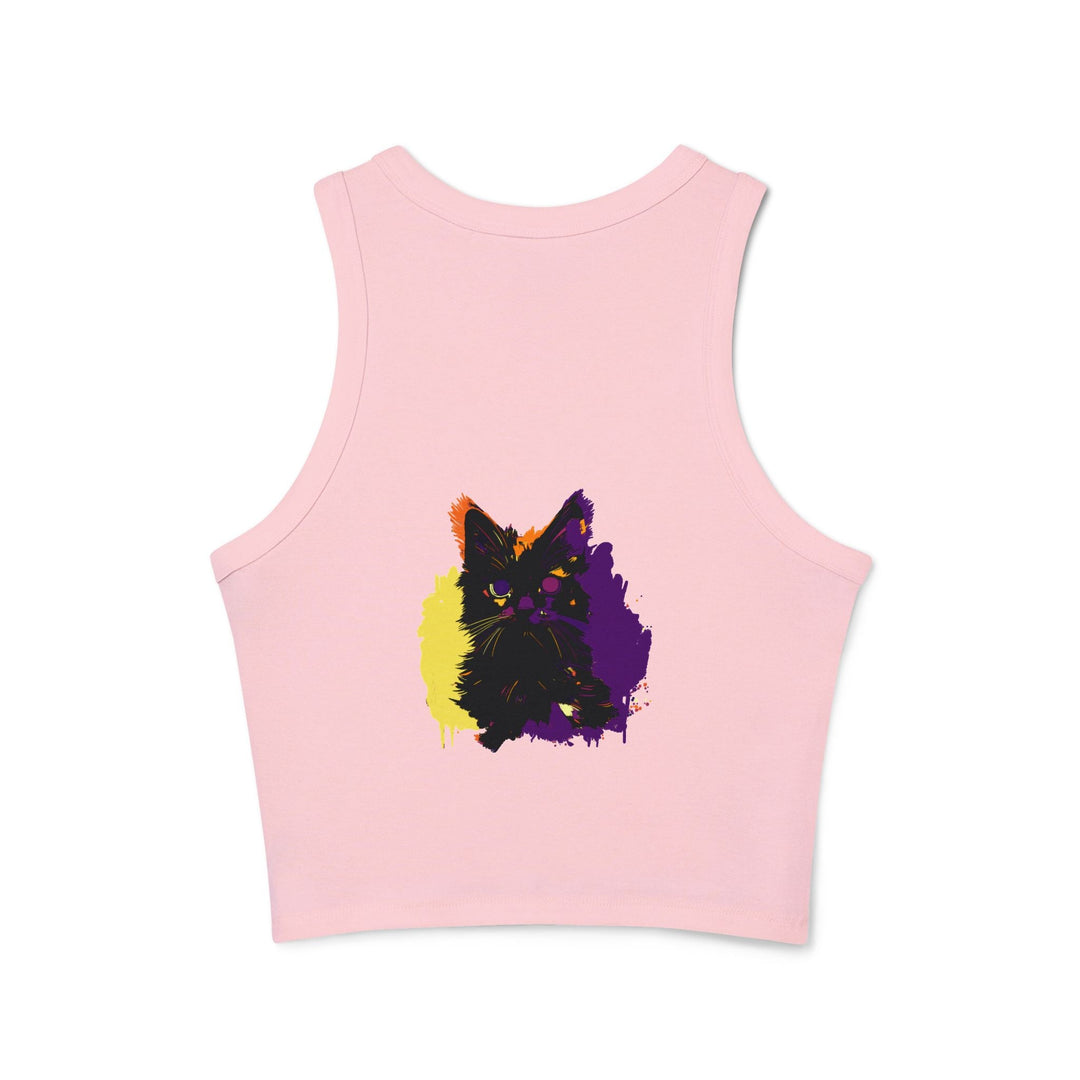 Neon Cat Watercolor Racerback Tank Top Tank Top - Blululi