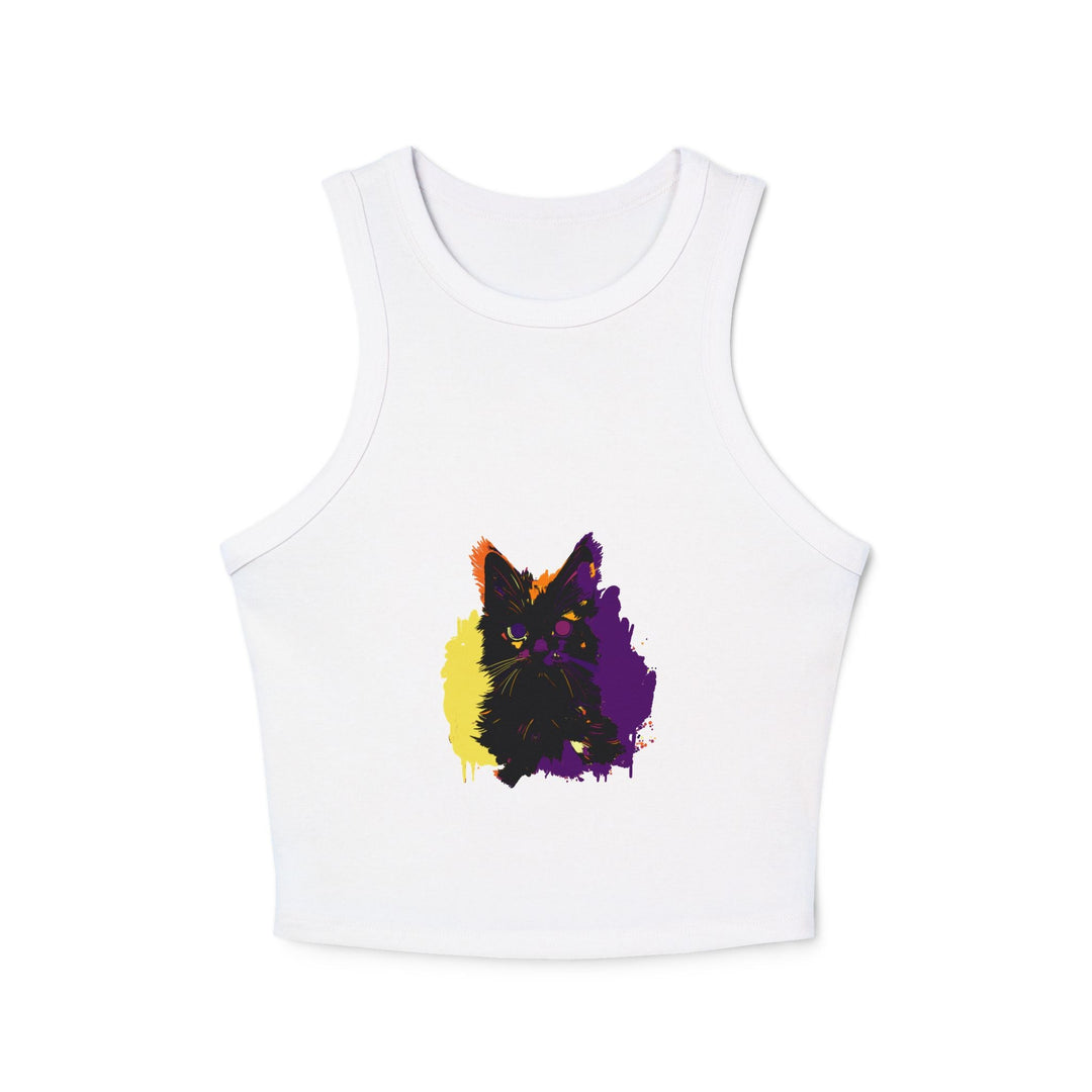 Neon Cat Watercolor Racerback Tank Top Tank Top - Blululi