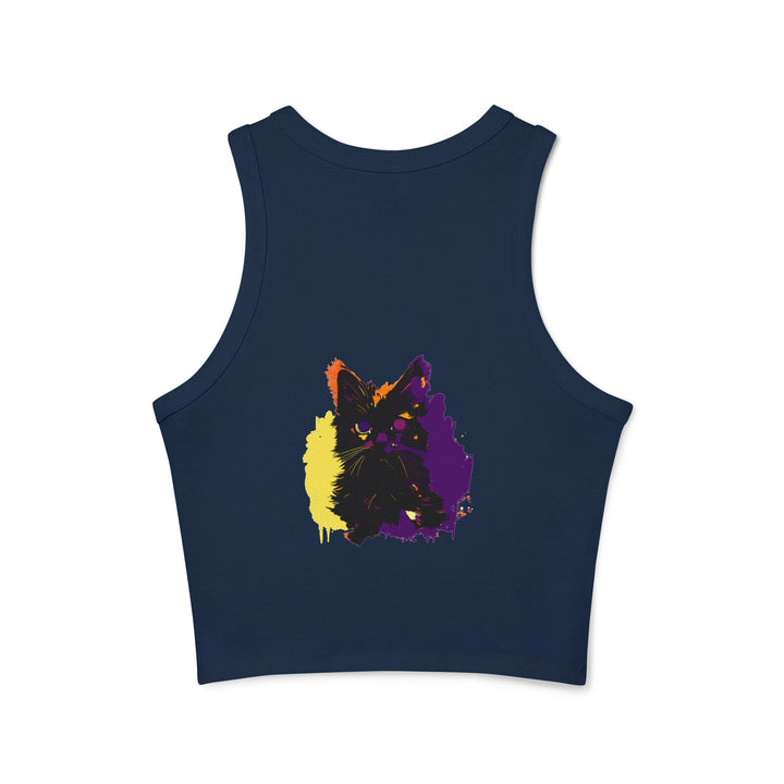 Neon Cat Watercolor Racerback Tank Top Tank Top - Blululi