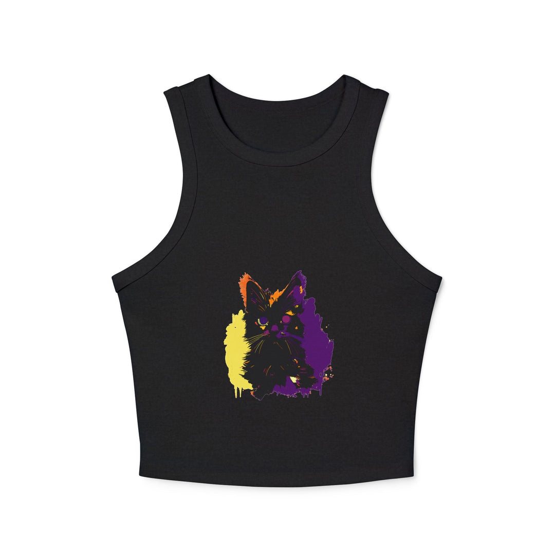 Neon Cat Watercolor Racerback Tank Top Tank Top - Blululi