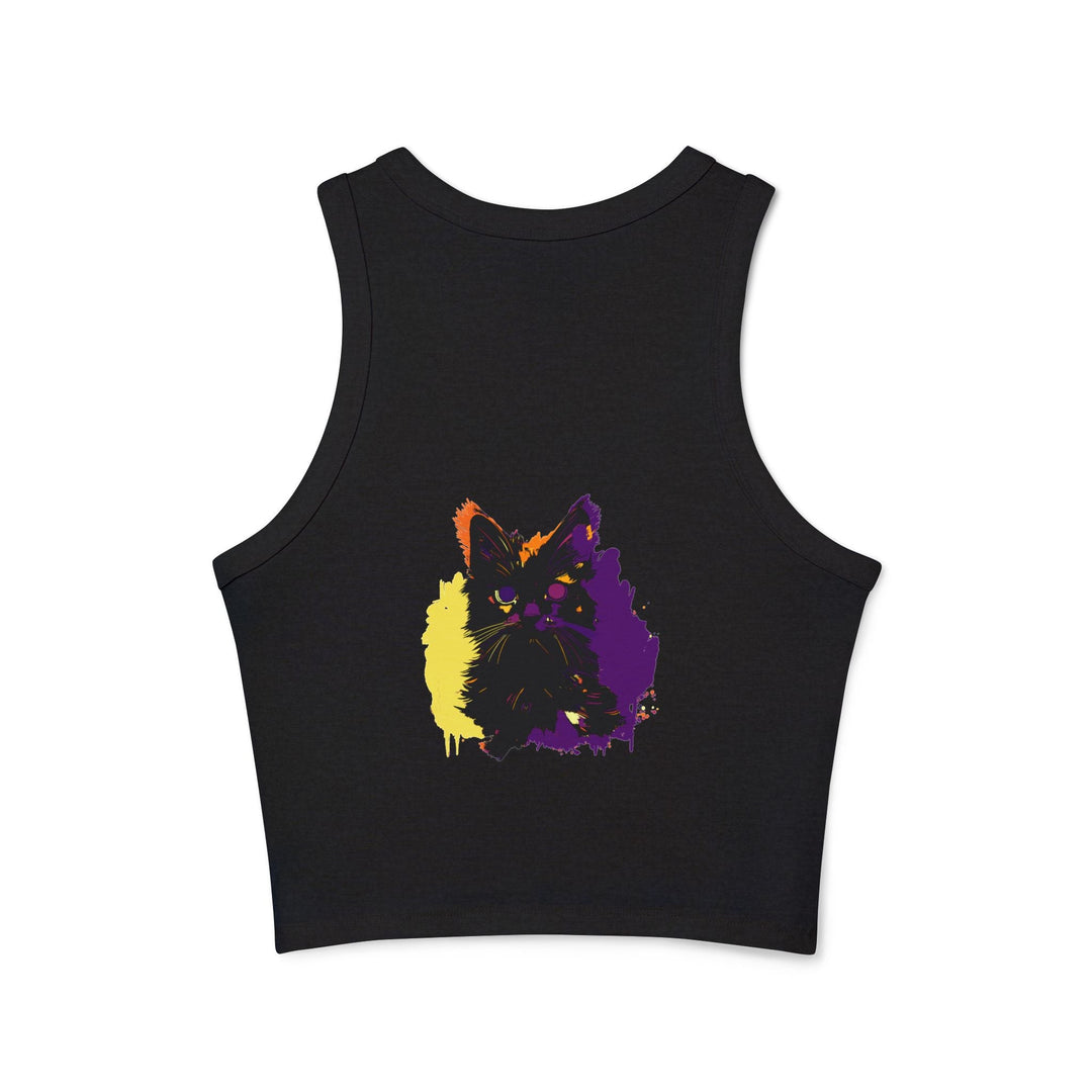 Neon Cat Watercolor Racerback Tank Top Tank Top - Blululi