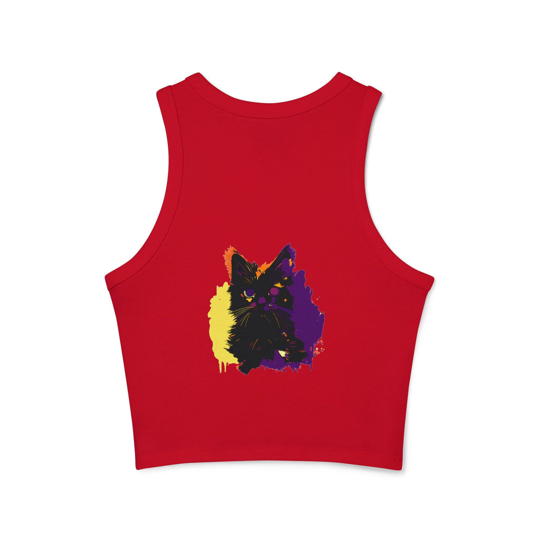 Neon Cat Watercolor Racerback Tank Top Tank Top - Blululi