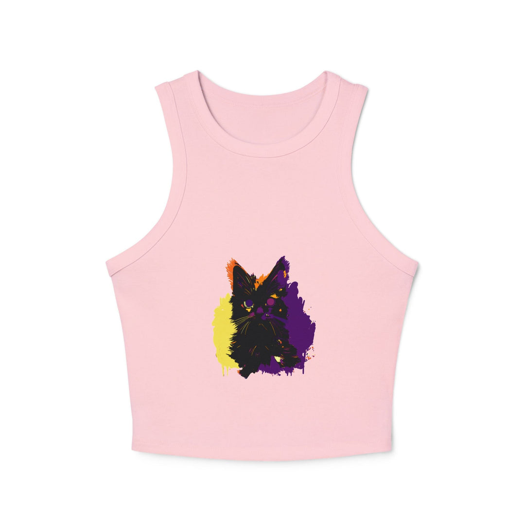 Neon Cat Watercolor Racerback Tank Top Tank Top - Blululi