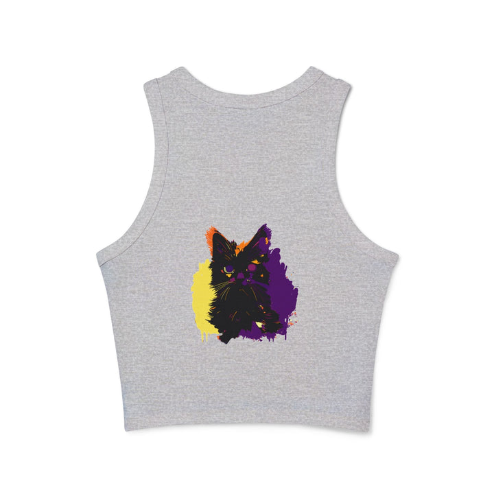 Neon Cat Watercolor Racerback Tank Top Tank Top - Blululi