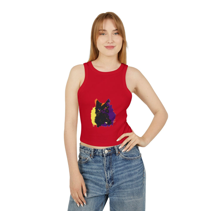 Neon Cat Watercolor Racerback Tank Top Tank Top - Blululi