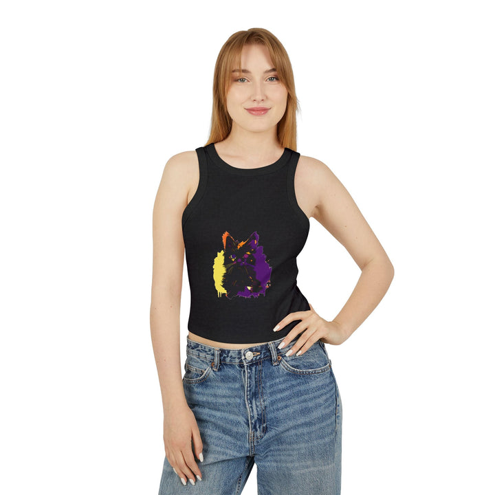 Neon Cat Watercolor Racerback Tank Top Tank Top - Blululi