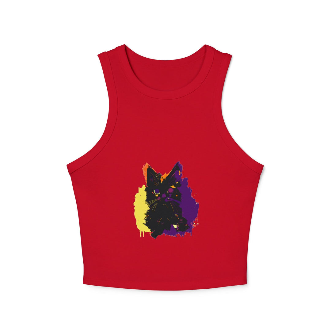 Neon Cat Watercolor Racerback Tank Top Tank Top - Blululi