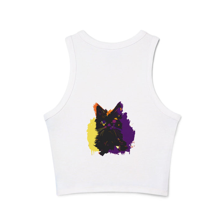 Neon Cat Watercolor Racerback Tank Top Tank Top - Blululi