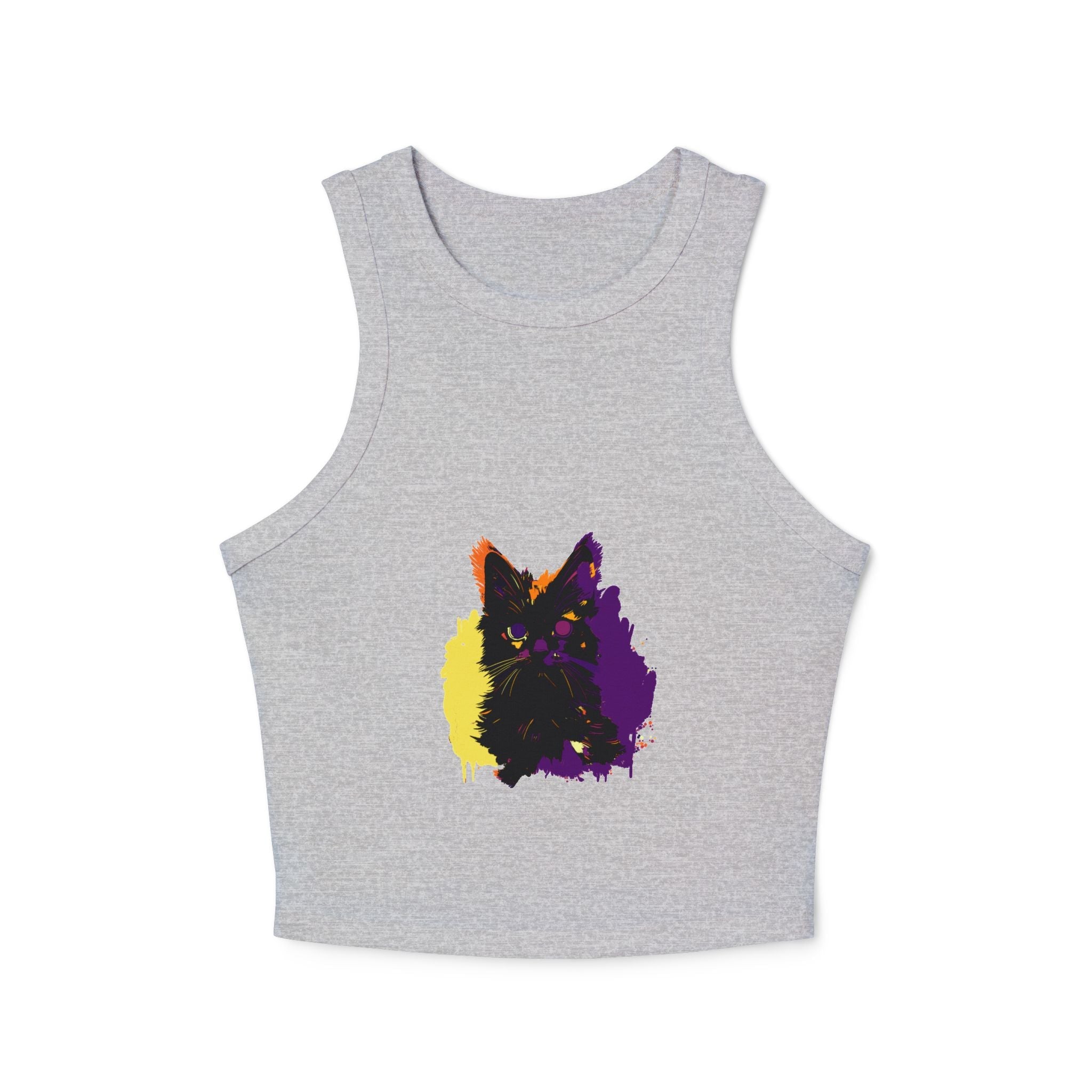 Neon Cat Watercolor Racerback Tank Top Tank Top - Blululi