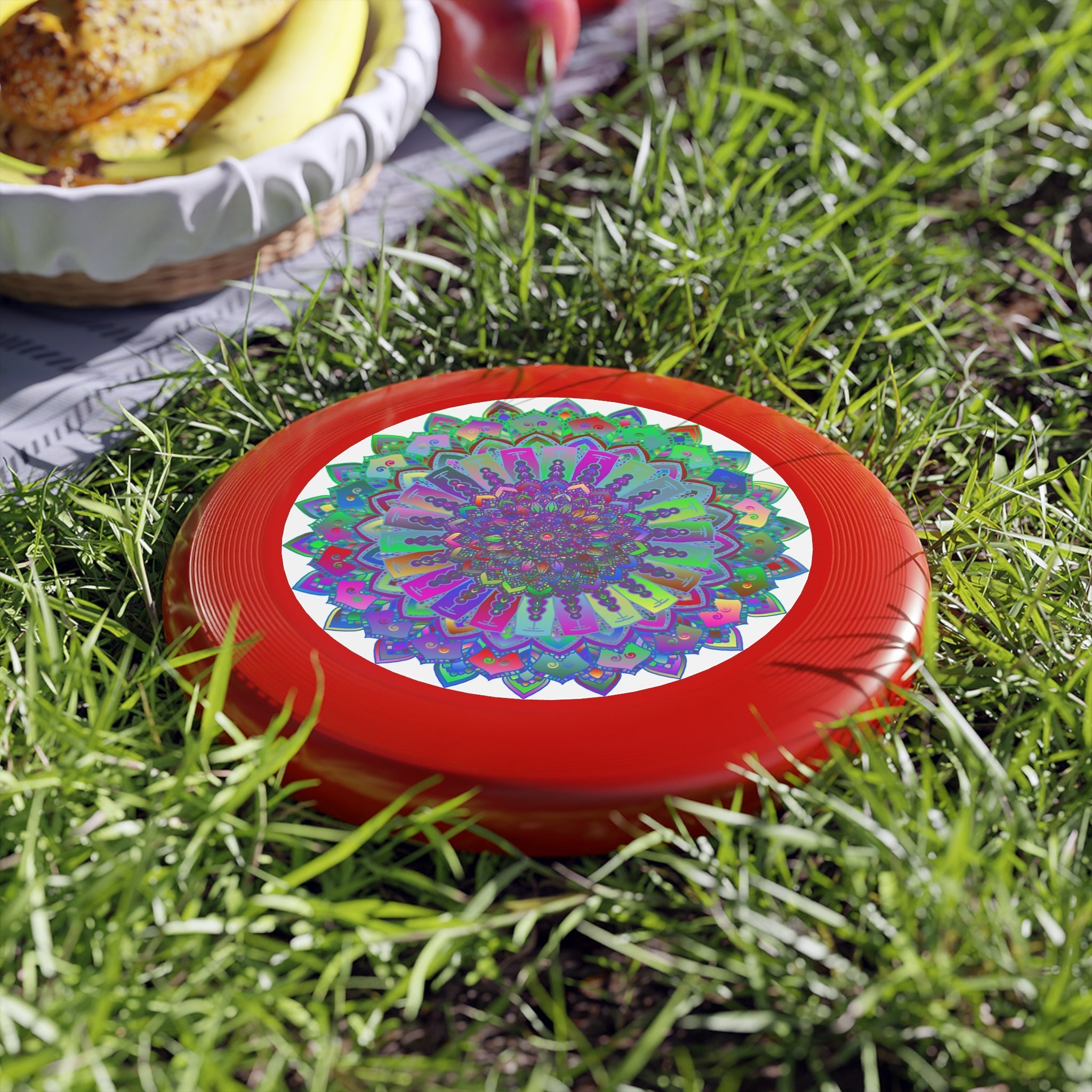 Neon Mandala Frisbee: Psychedelic Fun Accessories - Blululi