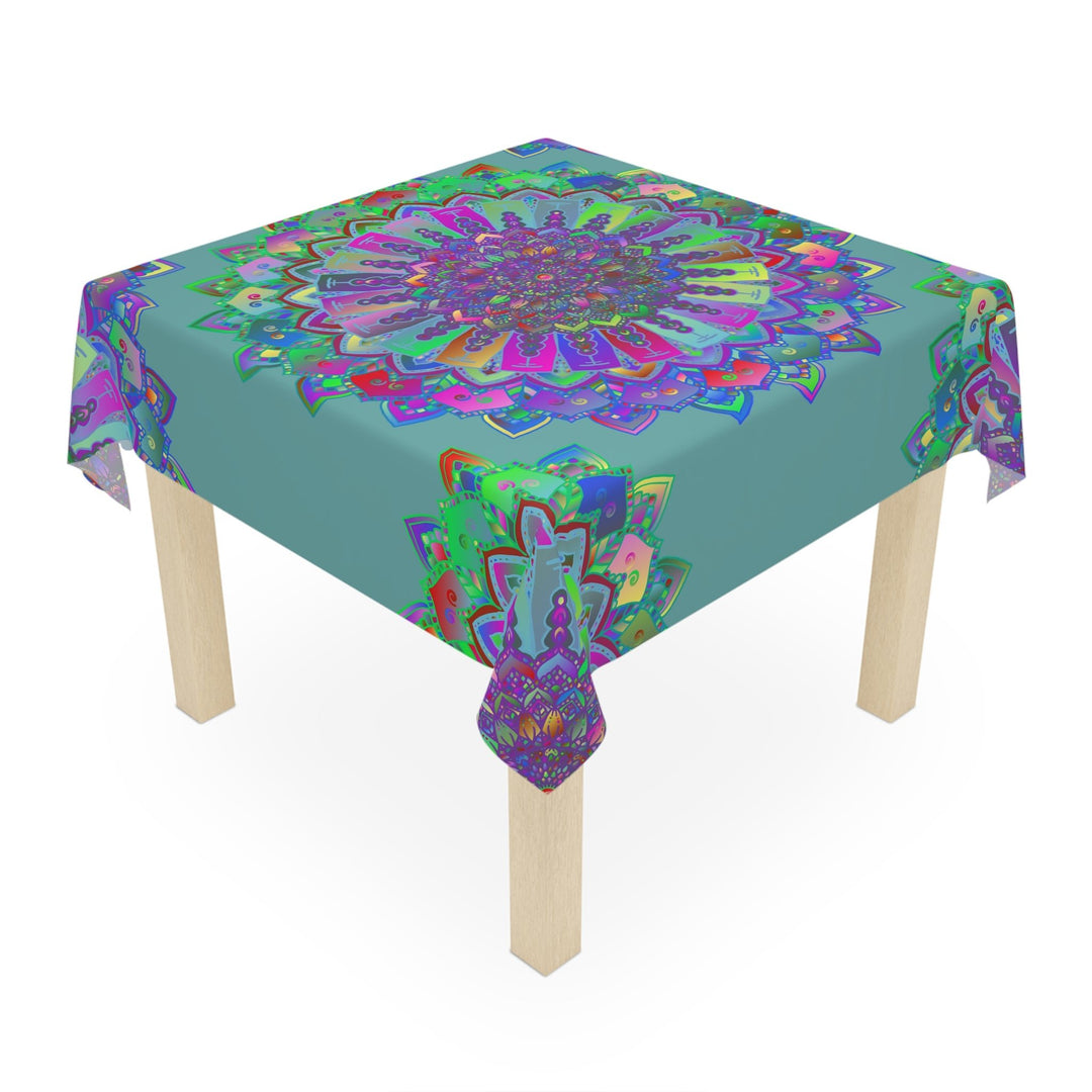 Neon Mandala Tablecloth - Sage Green Home Decor - Blululi