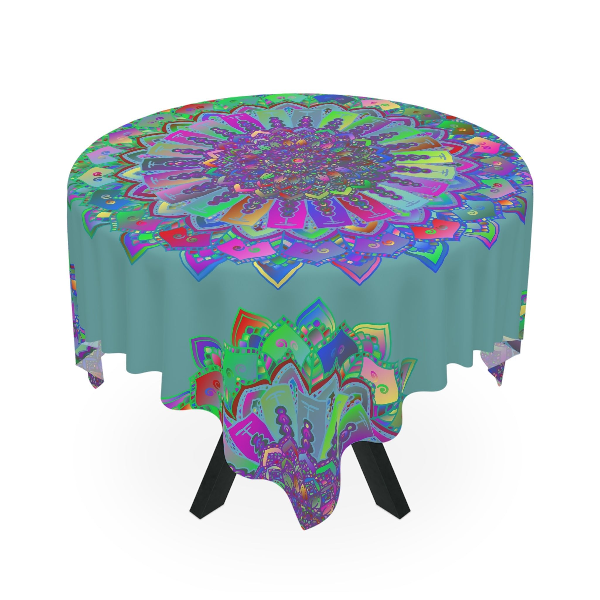 Neon Mandala Tablecloth - Sage Green Home Decor - Blululi