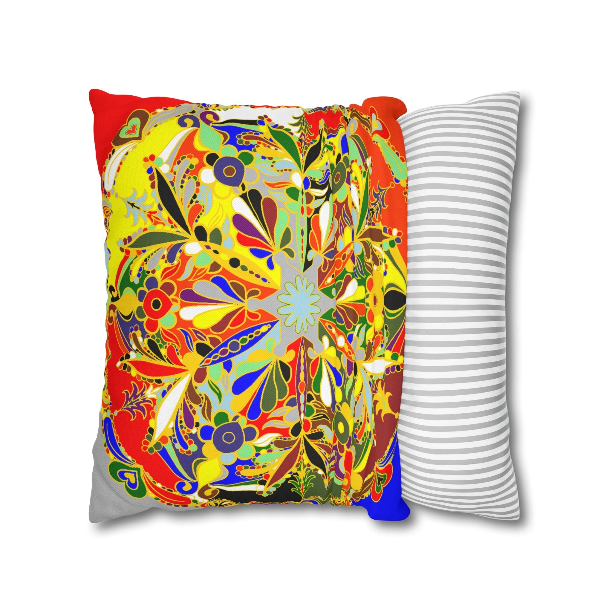 Nutcracker Pillowcase - Spun Polyester Square Pillowcase Christmas Mandala Art - Original Fine Art - Hand - drawn - Blululi