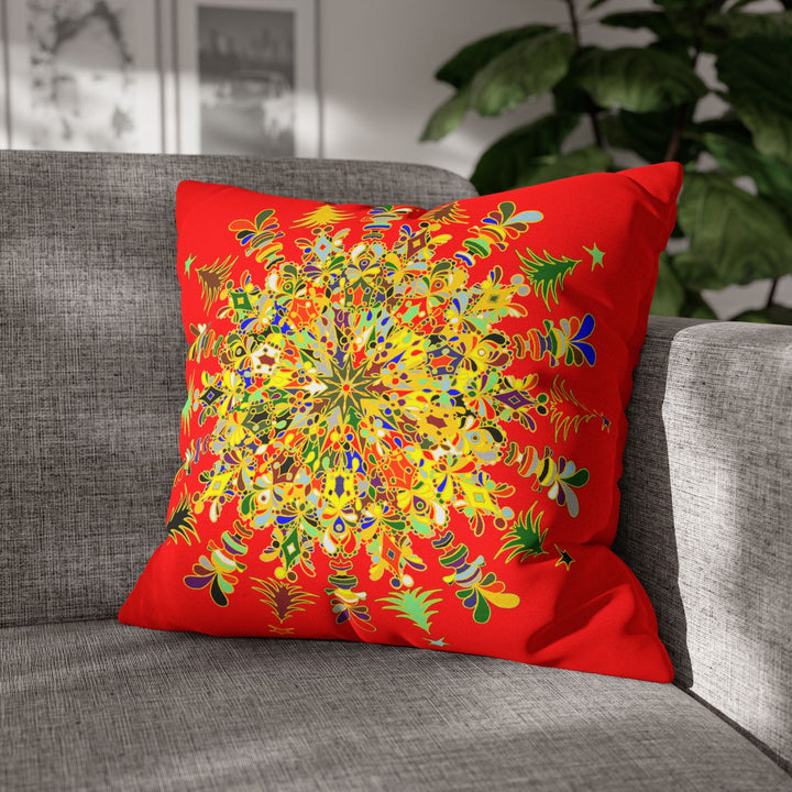 Nutcracker Pillowcase - Spun Polyester Square Pillowcase Christmas Mandala Art - Original Fine Art - Hand - drawn - Blululi