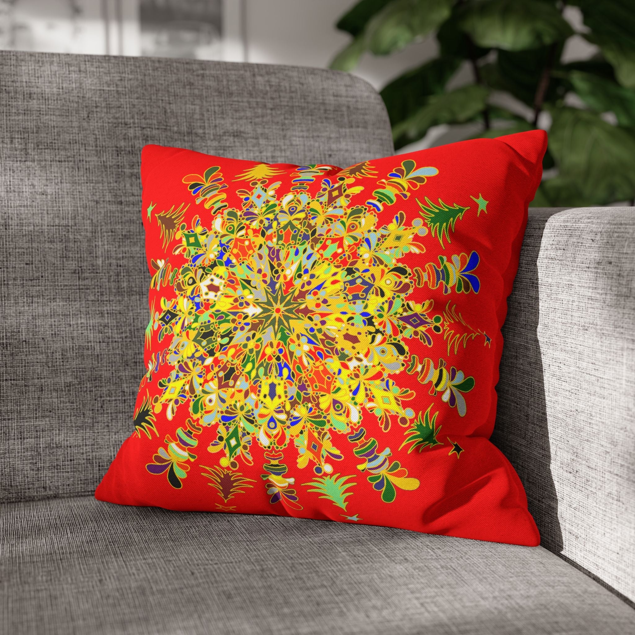 Nutcracker Pillowcase - Spun Polyester Square Pillowcase Christmas Mandala Art - Original Fine Art - Hand - drawn - Blululi