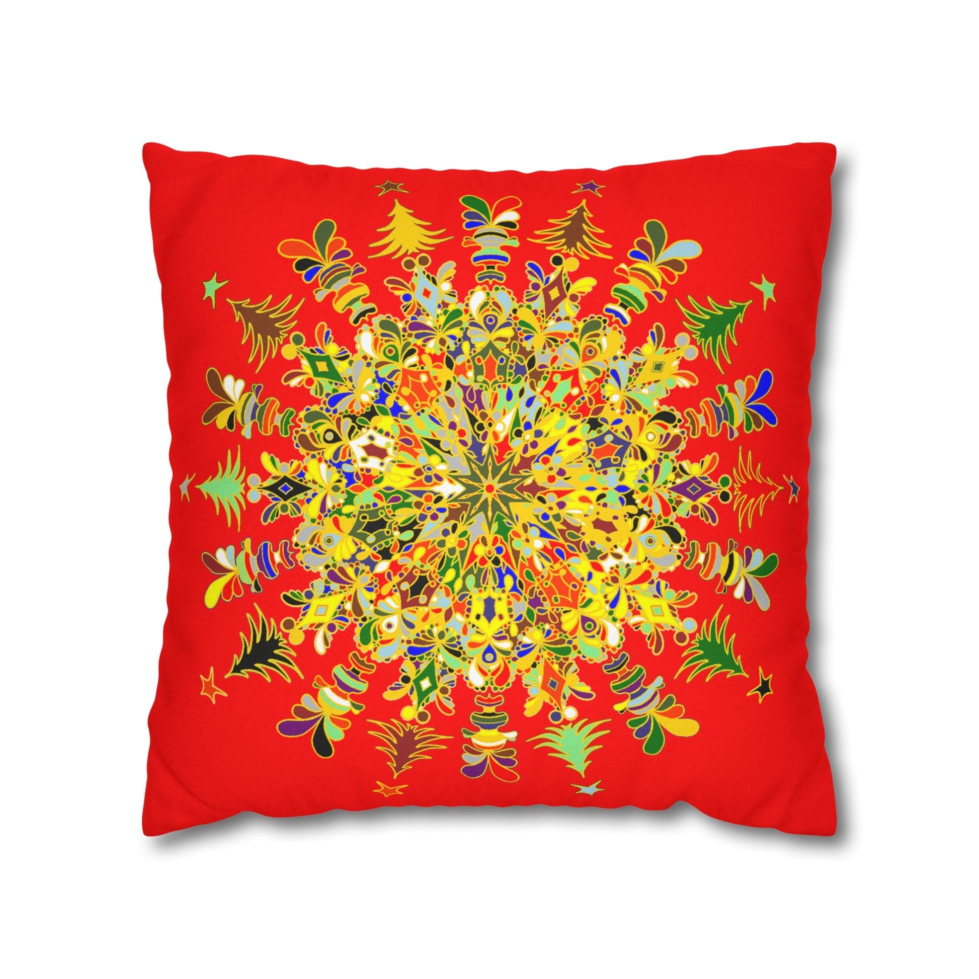 Nutcracker Pillowcase - Spun Polyester Square Pillowcase Christmas Mandala Art - Original Fine Art - Hand - drawn - Blululi