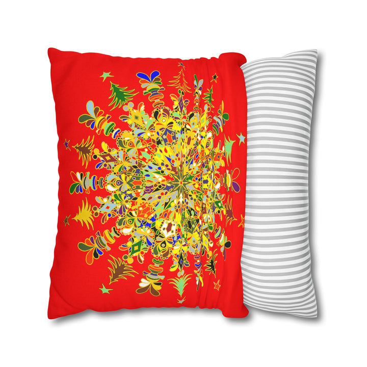 Nutcracker Pillowcase - Spun Polyester Square Pillowcase Christmas Mandala Art - Original Fine Art - Hand - drawn - Blululi