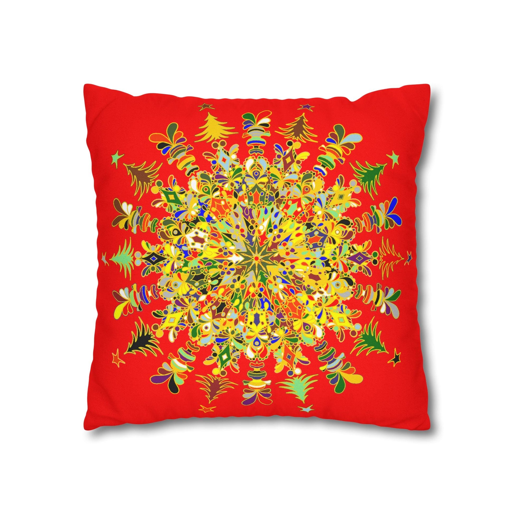 Nutcracker Pillowcase - Spun Polyester Square Pillowcase Christmas Mandala Art - Original Fine Art - Hand - drawn - Blululi