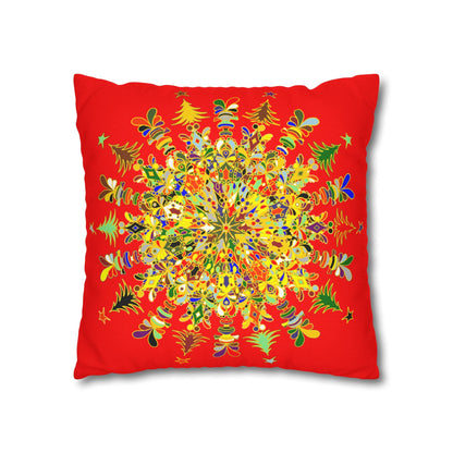 Nutcracker Pillowcase - Spun Polyester Square Pillowcase Christmas Mandala Art - Original Fine Art - Hand - drawn - Blululi