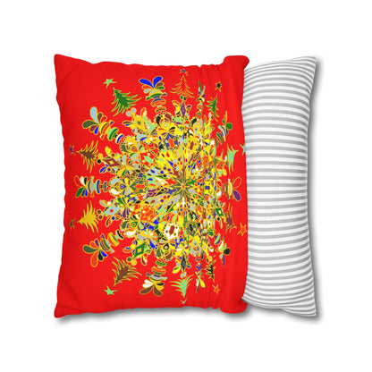 Nutcracker Pillowcase - Spun Polyester Square Pillowcase Christmas Mandala Art - Original Fine Art - Hand - drawn - Blululi