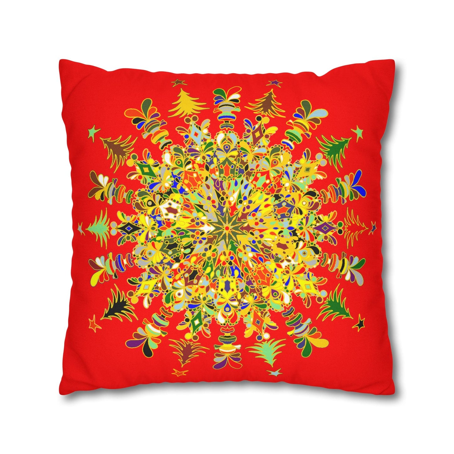 Nutcracker Pillowcase - Spun Polyester Square Pillowcase Christmas Mandala Art - Original Fine Art - Hand - drawn - Blululi