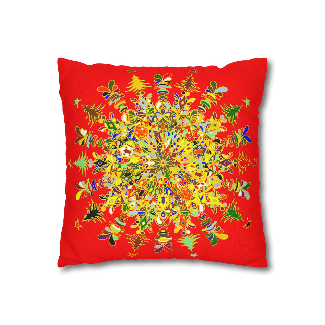 Nutcracker Pillowcase - Spun Polyester Square Pillowcase Christmas Mandala Art - Original Fine Art - Hand - drawn - Blululi