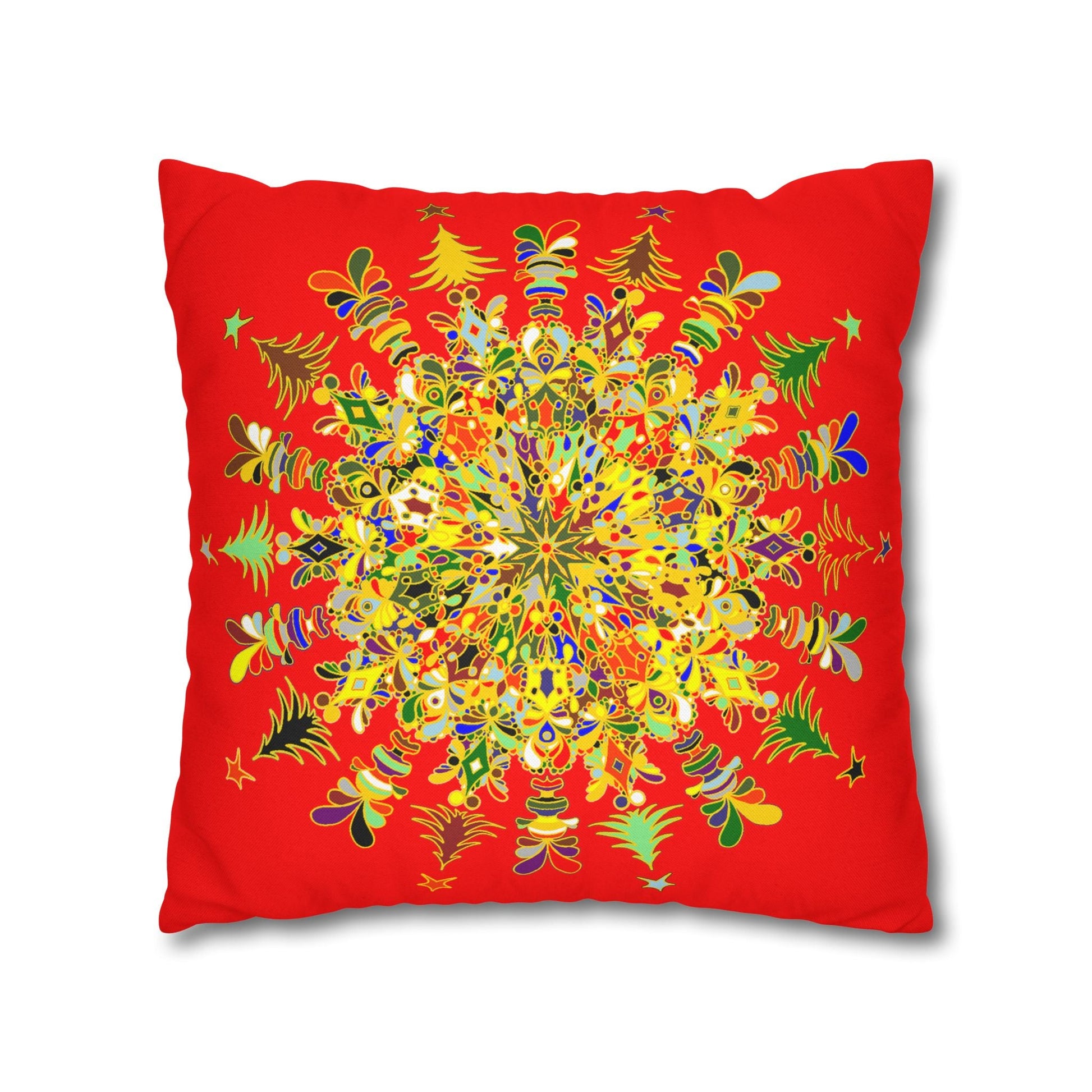 Nutcracker Pillowcase - Spun Polyester Square Pillowcase Christmas Mandala Art - Original Fine Art - Hand - drawn - Blululi