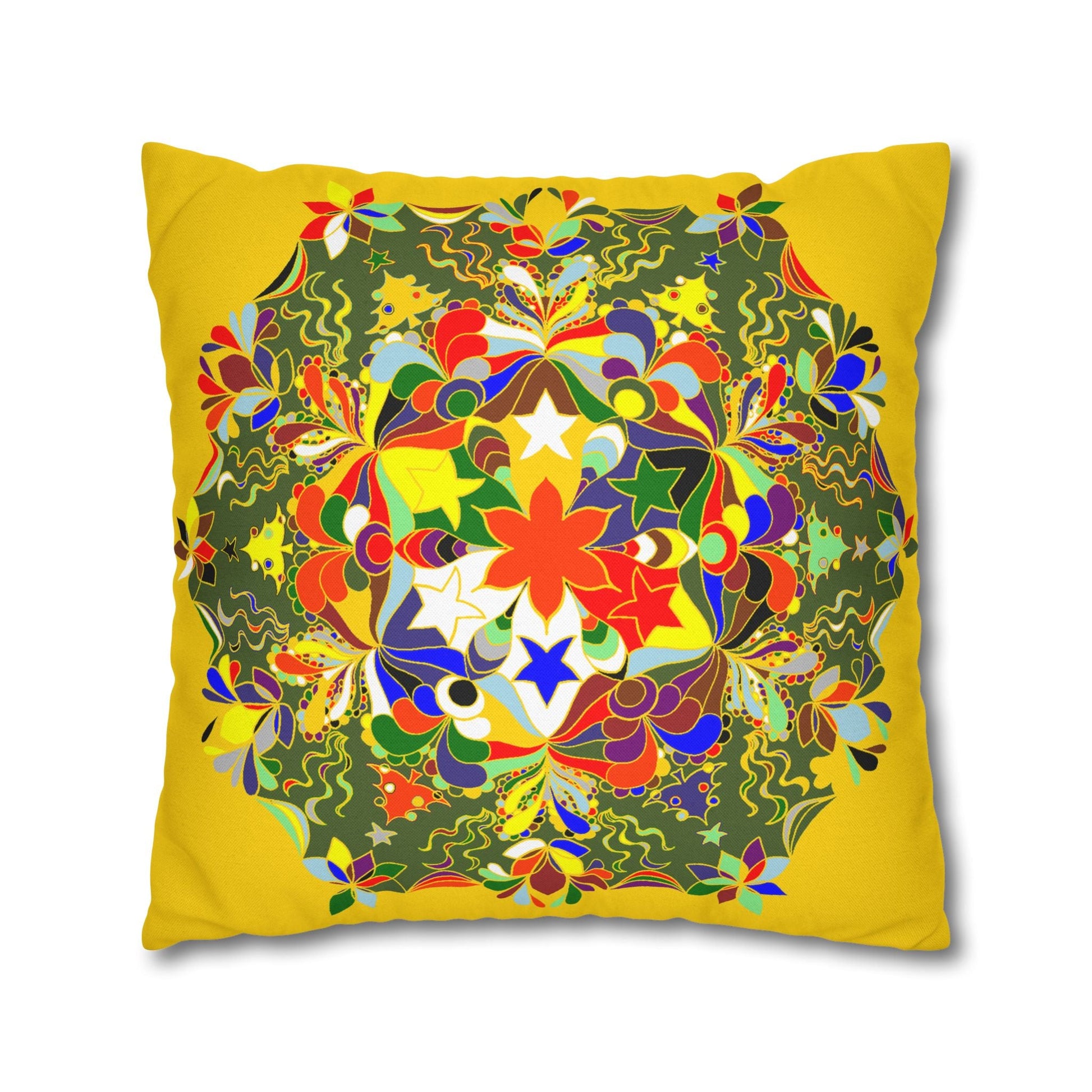 Nutcracker Pillowcase - Spun Polyester Square Pillowcase Christmas Mandala Art - Original Fine Art - Hand - drawn - Blululi