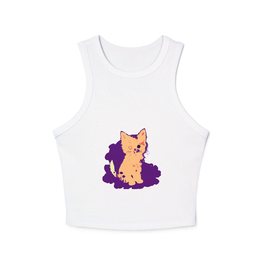 One Blue Eye Kitten Watercolor Racerback Tank Top Tank Top - Blululi