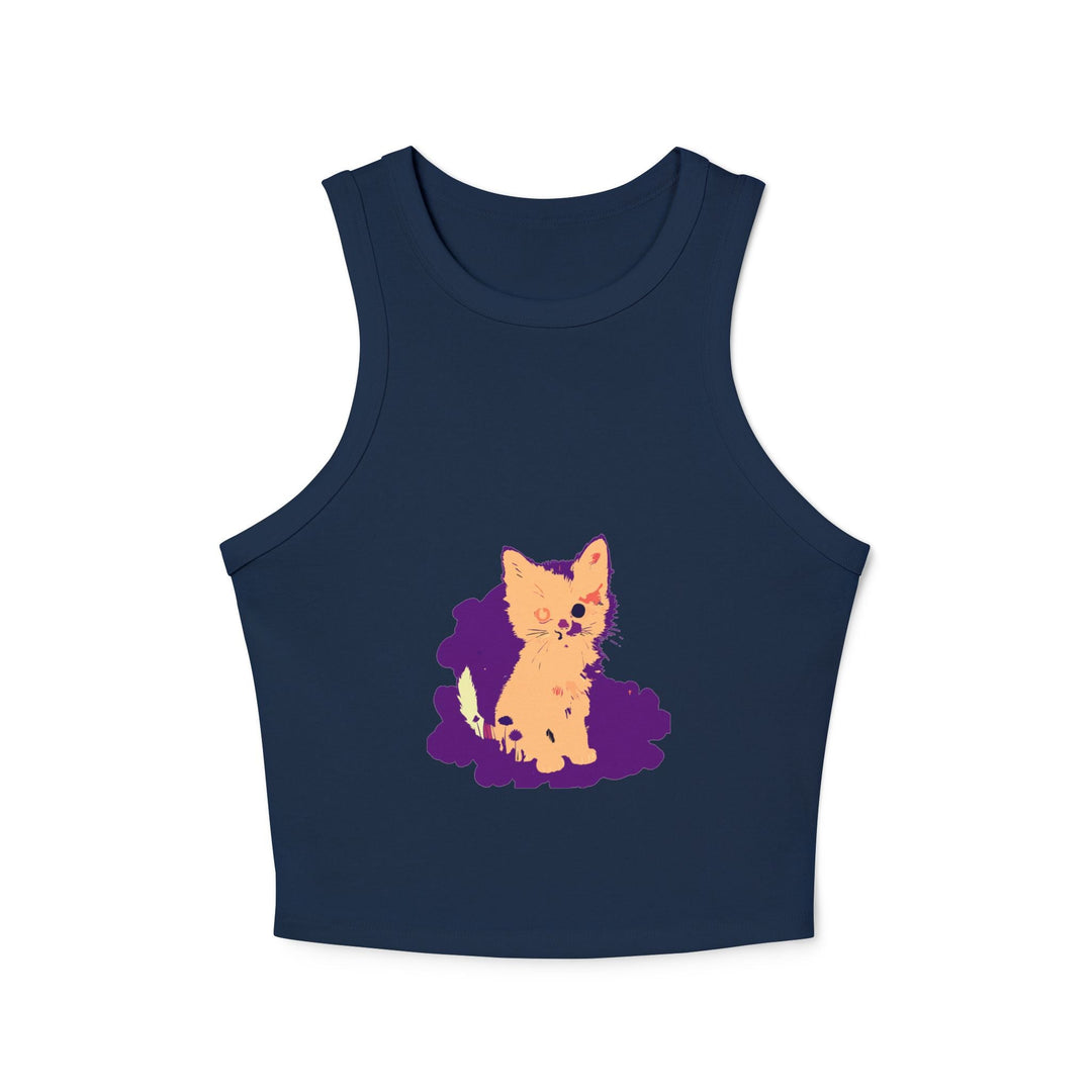 One Blue Eye Kitten Watercolor Racerback Tank Top Tank Top - Blululi