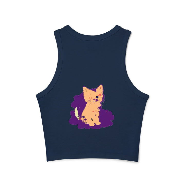 One Blue Eye Kitten Watercolor Racerback Tank Top Tank Top - Blululi