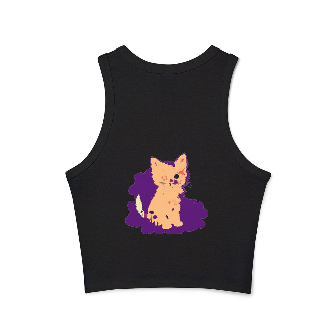 One Blue Eye Kitten Watercolor Racerback Tank Top Tank Top - Blululi