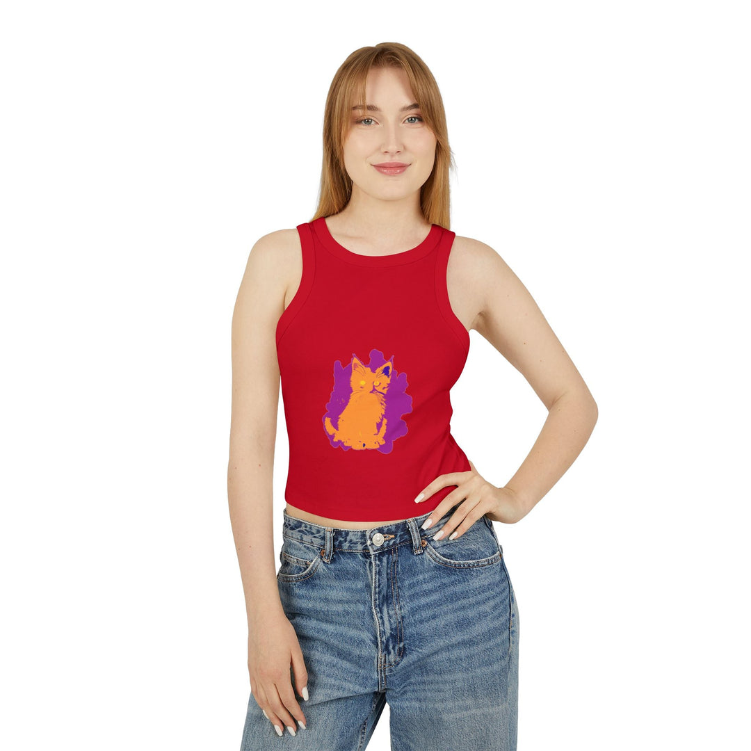 Orange Cat Watercolor Racerback Tank Top Tank Top - Blululi