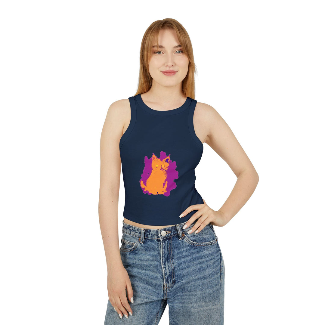 Orange Cat Watercolor Racerback Tank Top Tank Top - Blululi