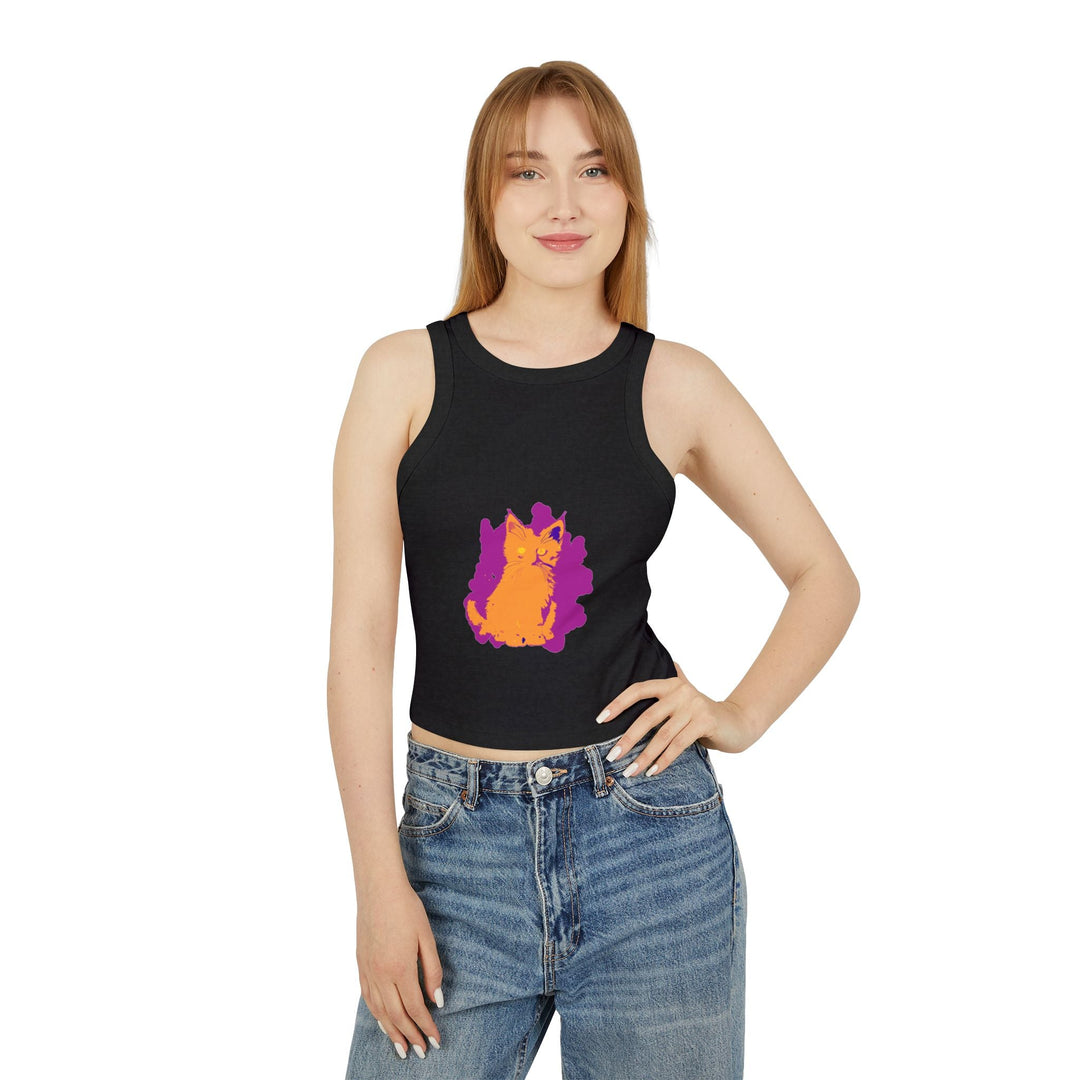 Orange Cat Watercolor Racerback Tank Top Tank Top - Blululi