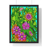 Original Fine Art Drawn by Hand, Vertical Framed Poster, Flower Doodle - Blululi