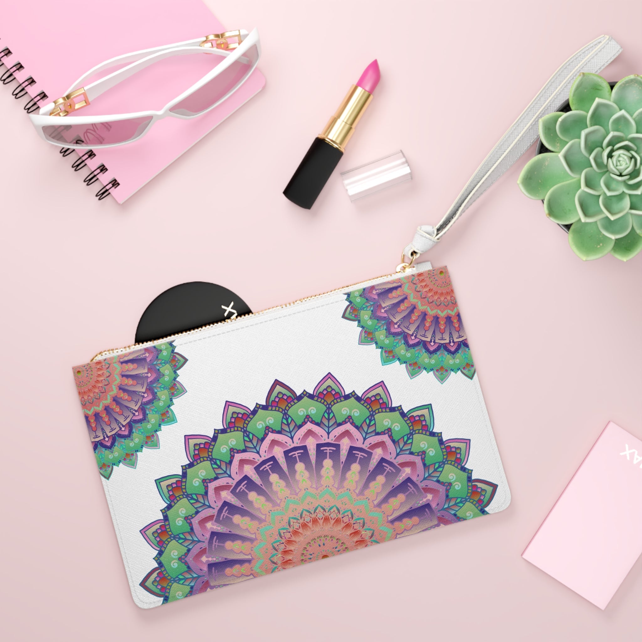 Pastel Mandala Clutch Bag - Hand Drawn Bags - Blululi