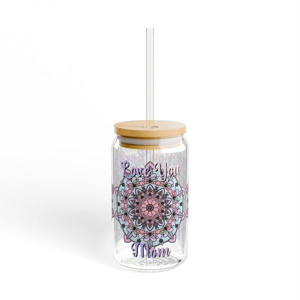 Pastel Mandala Sipper Glass - 16oz, Perfect Birthday Gift for Mom - Blululi