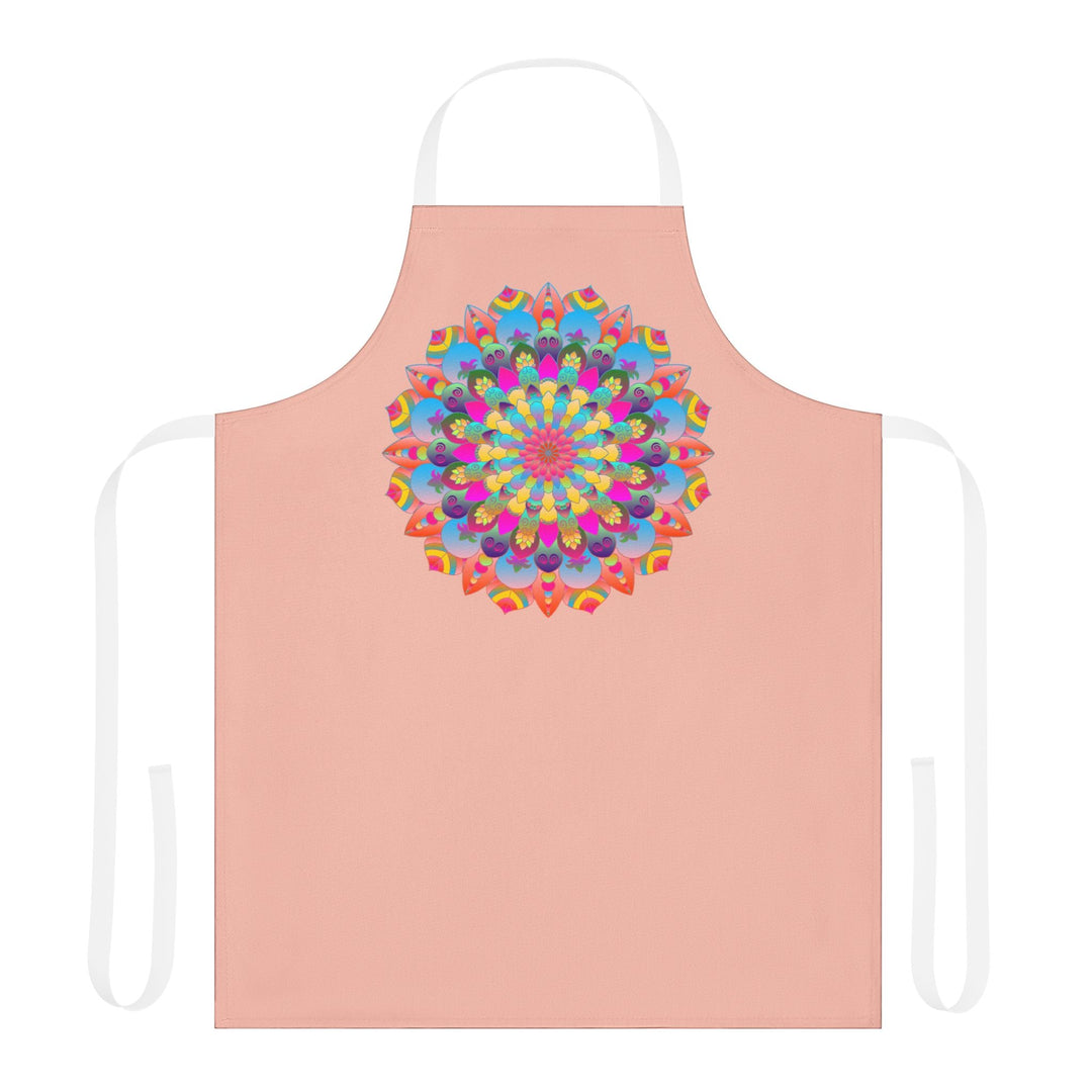 Peach Mandala Apron - Colorful Hand Drawn Art All Over Prints - Blululi