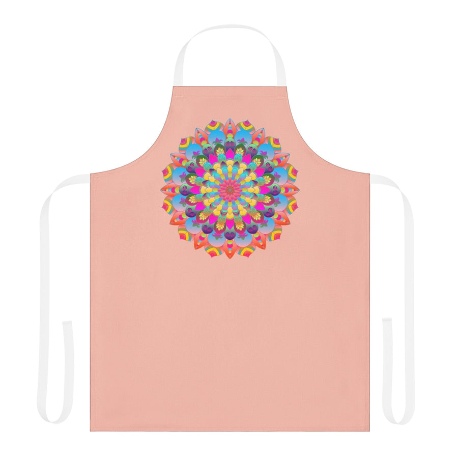 Peach Mandala Apron - Colorful Hand Drawn Art All Over Prints - Blululi