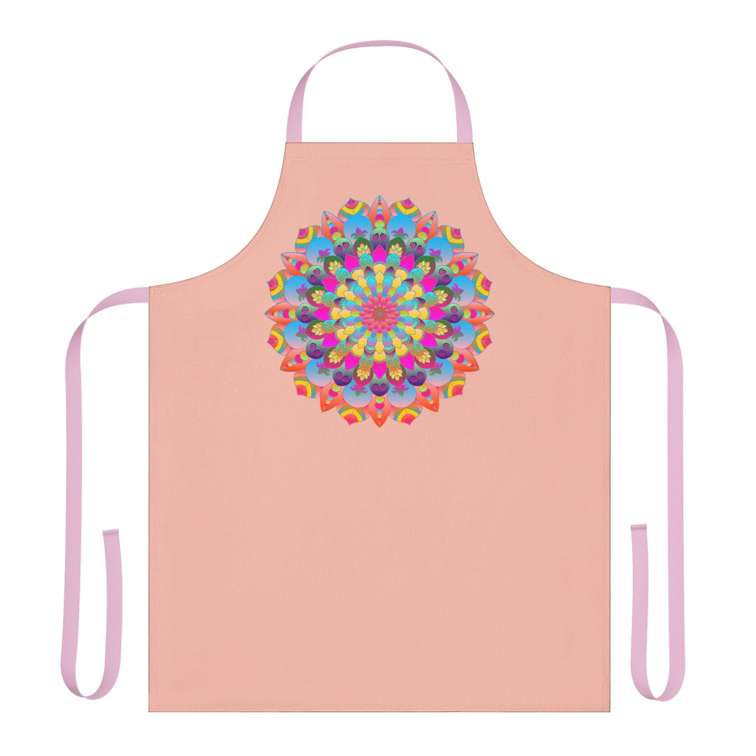 Peach Mandala Apron - Colorful Hand Drawn Art All Over Prints - Blululi