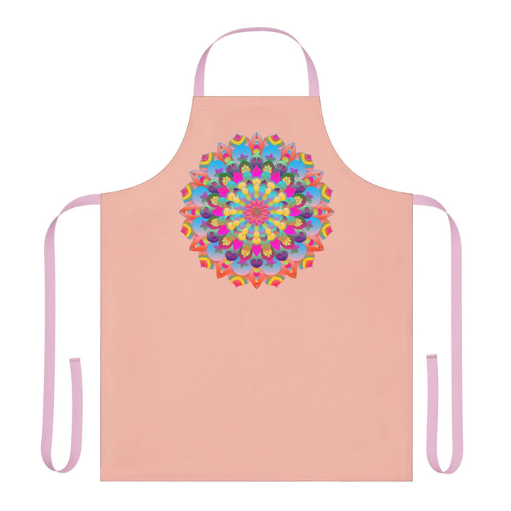 Peach Mandala Apron - Colorful Hand Drawn Art All Over Prints - Blululi