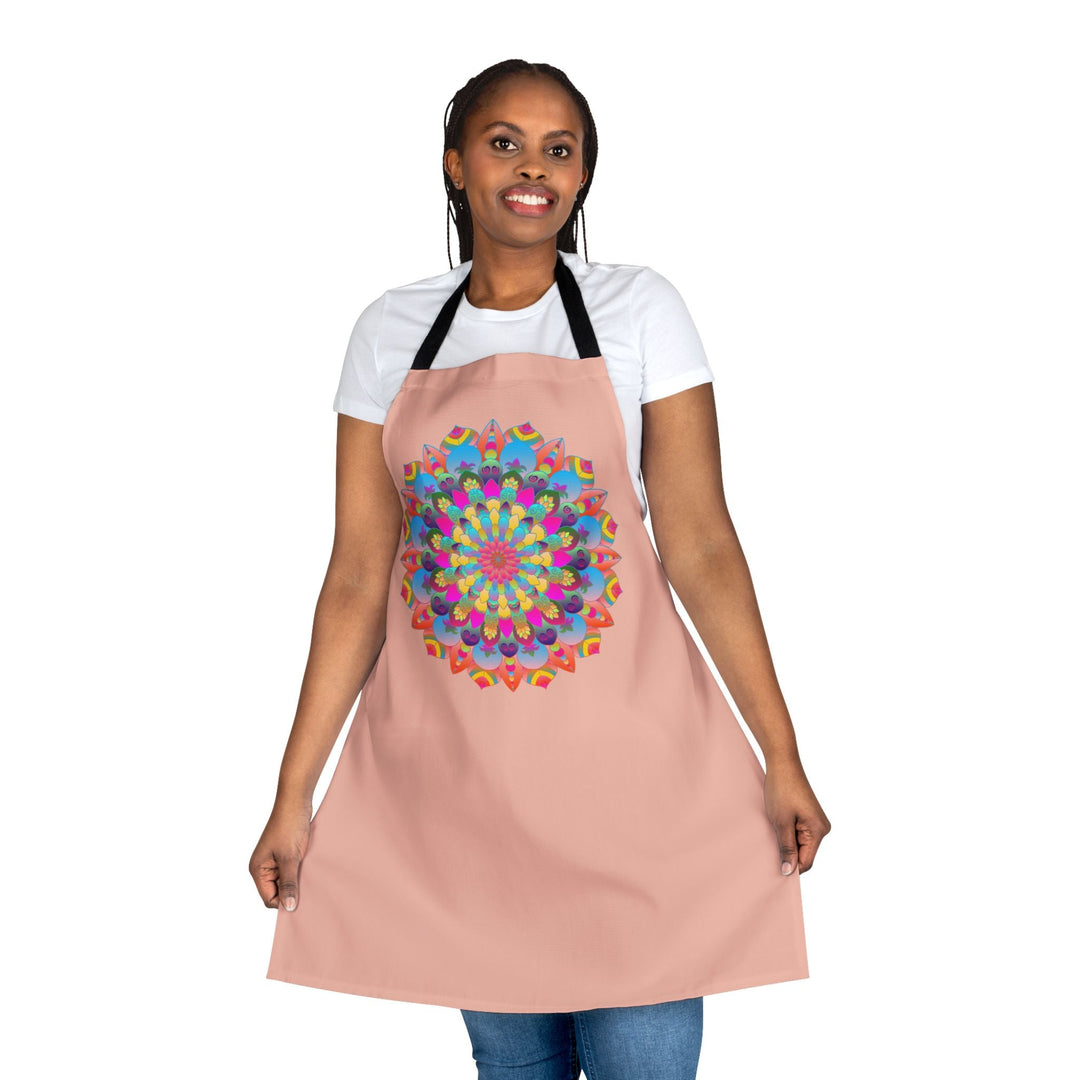 Peach Mandala Apron - Colorful Hand Drawn Art All Over Prints - Blululi