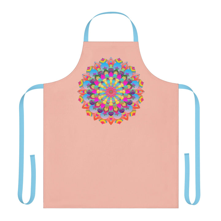 Peach Mandala Apron - Colorful Hand Drawn Art All Over Prints - Blululi