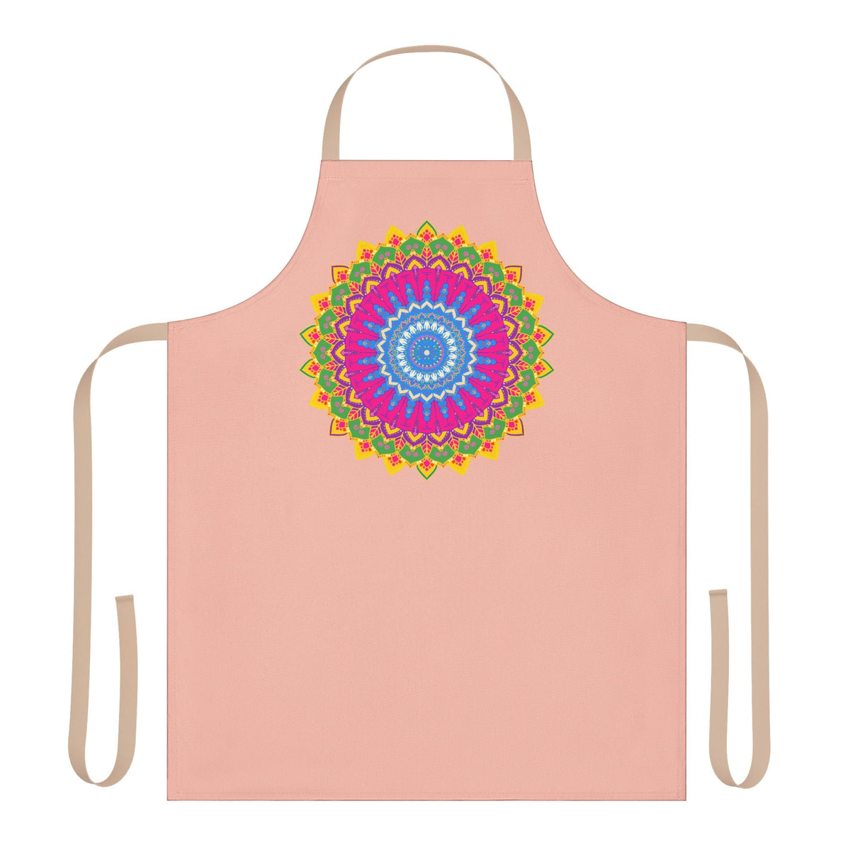 Peach Mandala Apron - Colorful Kitchen Art All Over Prints - Blululi