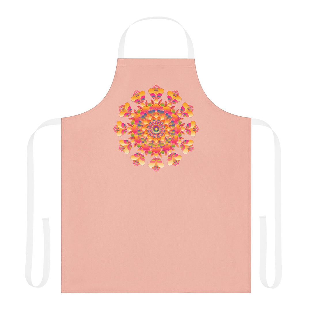 Peach Mandala Apron - Colorful Kitchen Art All Over Prints - Blululi