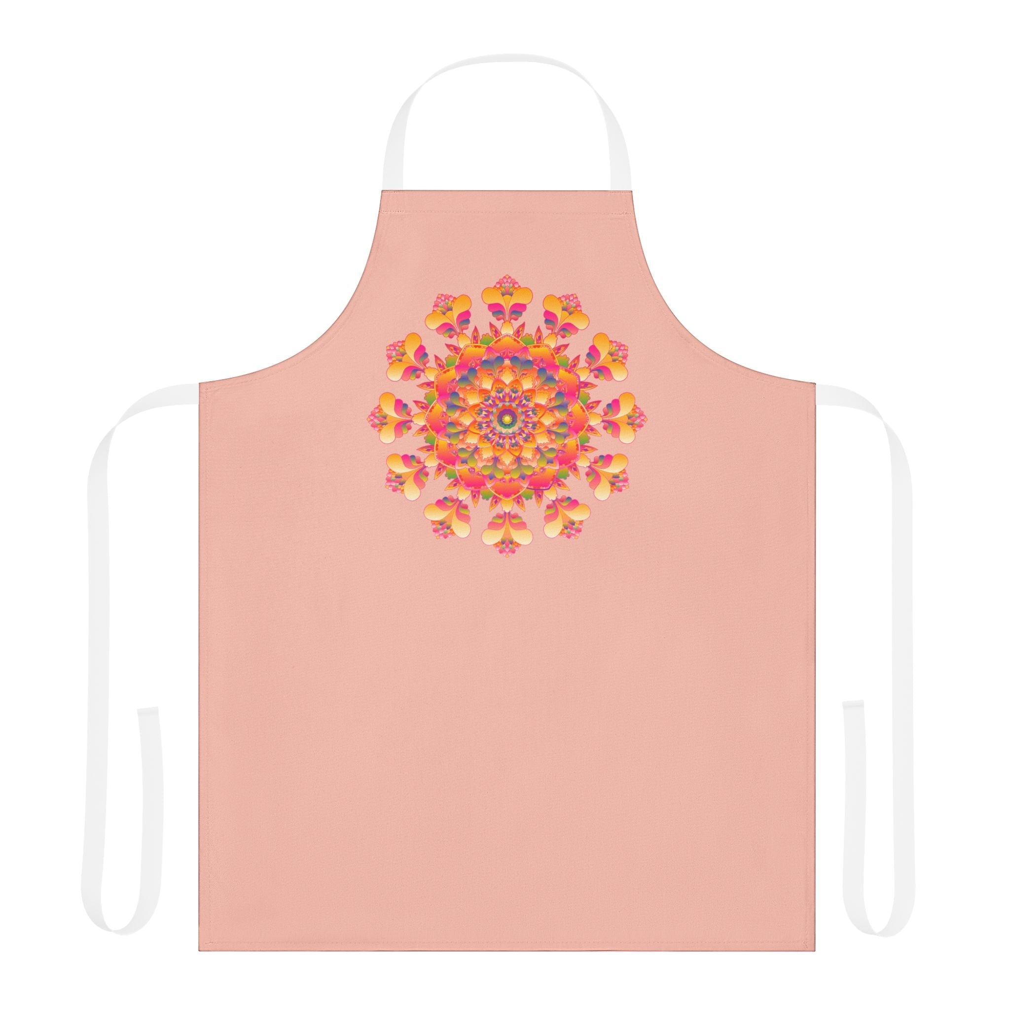 Peach Mandala Apron - Colorful Kitchen Art All Over Prints - Blululi