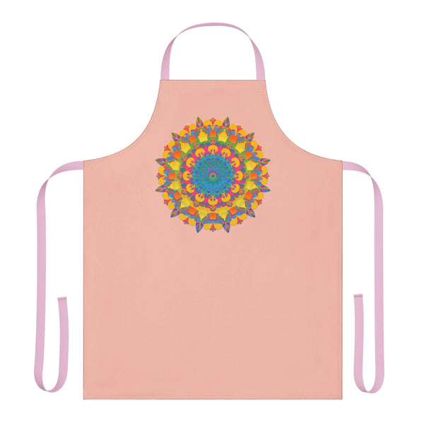 Peach Mandala Apron - Colorful Kitchen Art All Over Prints - Blululi