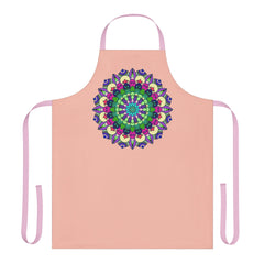 Peach Mandala Apron - Hand Drawn Art All Over Prints - Blululi